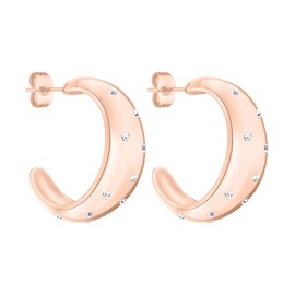 Tamaris Hoop Earrings, Stainless Steel, Cubic Zirconia