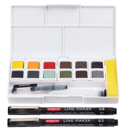Derwent 2305866 Derwent Line & Wash Paint Set, Solid Watercolor