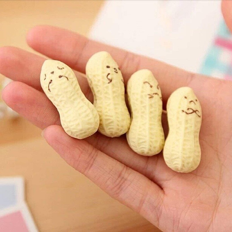 Ogquaton 4Pcs Cute Kawaii Vivid Peanut Rubber Erasers Cartoon Creative