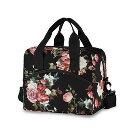 ALAZA Rose Flower Watercolor Floral Insulated Lunch Box Reusable Cooler Bags with Shoulder Strap for Women Men Adults, 19-Can (12.5L)