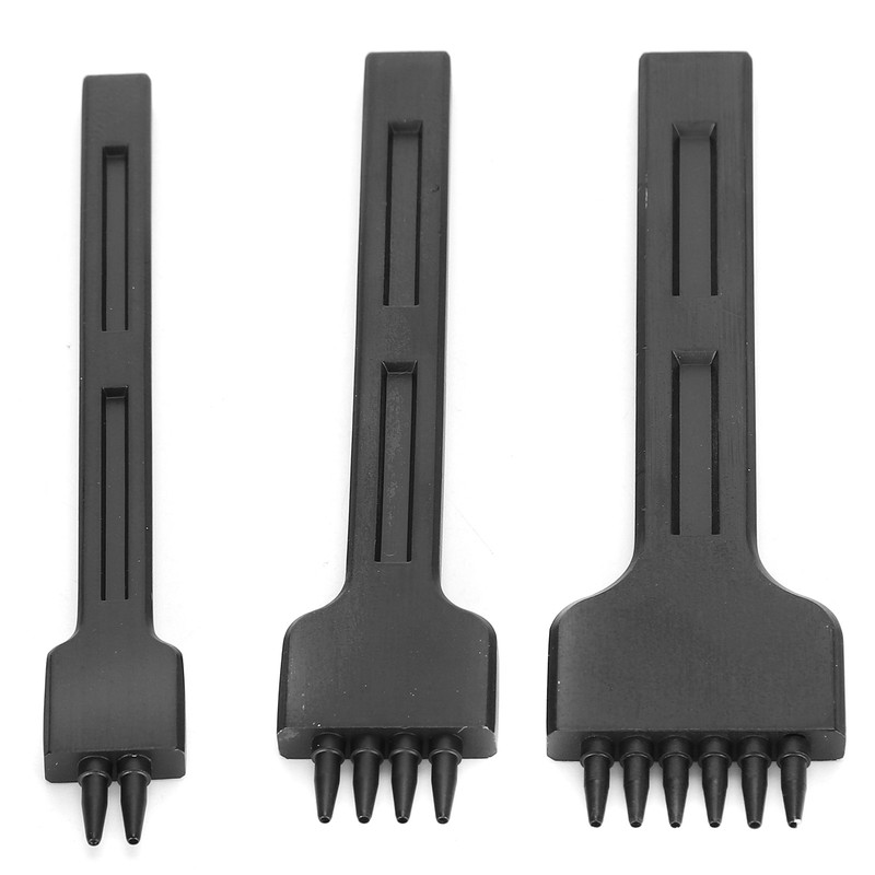 3Pcs 4mm Spacing Prong Chisel Black Alloy Steel 2/4/6 Teeth