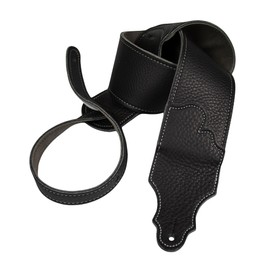 Franklin Strap 3" Original Black Glove Leather with Suede Backing Guitar Strap Silver Stitching