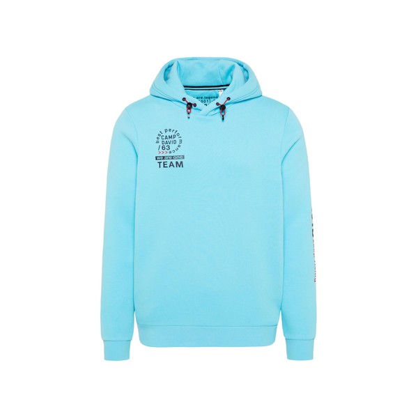 Camp David Men's Hoodie with Rubber Artwork, Summer Aqua, 4XL