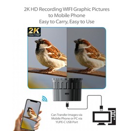 XUMIUZIY WiFi Wireless Digital Telescope Eyepiece Camera, 4MP 2K Video, Black