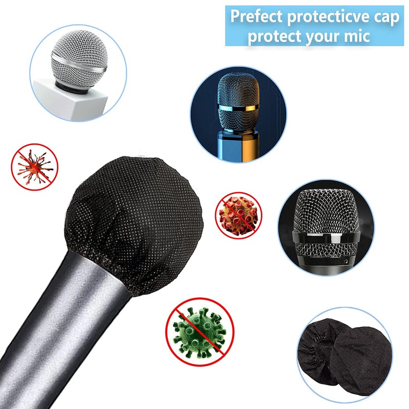 100PCS Microphone Cover Disposable Non-Woven Microphone Windscreen Protective Cap Karaoke