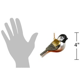 The Bridge Collection 4" Hand-Painted Glass Chickadee Christmas Ornament - Elegant Hanging Bird Decoration for Nature-Inspired Holiday Decor