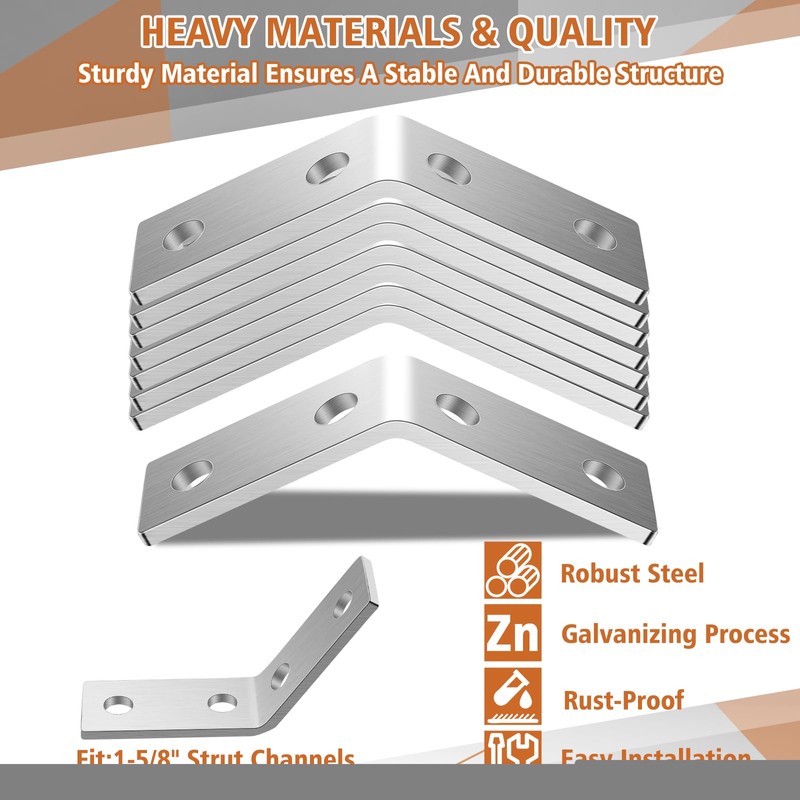 MorningRo 8 Pcs 45 Degree Angle Bracket Fitting for 1-5/8