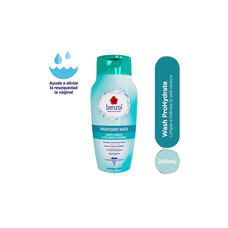 Benzal Wash Jabón Íntimo Femenino Prohydrate Limpia Hidrata 240ml