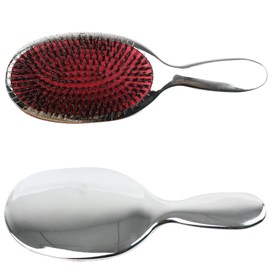 VinBee Paddle Hair Extension Brush Cushion Hair Brush Detangler Dual Bristle Design Soft Boar Bristle Nylon Brush Anti-static Comb Beauty Works Silver