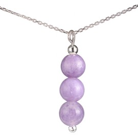 Lepidolite Jewellery - Lepidolite Necklaces for Women - Lepidolite Beads (Natural) Necklace Pendant with Italian Sterling Silver Chain Handmade in USA Gemstone Lepidolite, Gemstone, Lepidolite