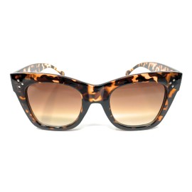 My Shades - Trendy Thick Frame Sunglasses Vintage Square Rivit Style (Tortoise, Gradient)