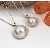 Schöner-SD 925 Silver Necklace with Pearl Pendant Freshwater Pearl Cubic