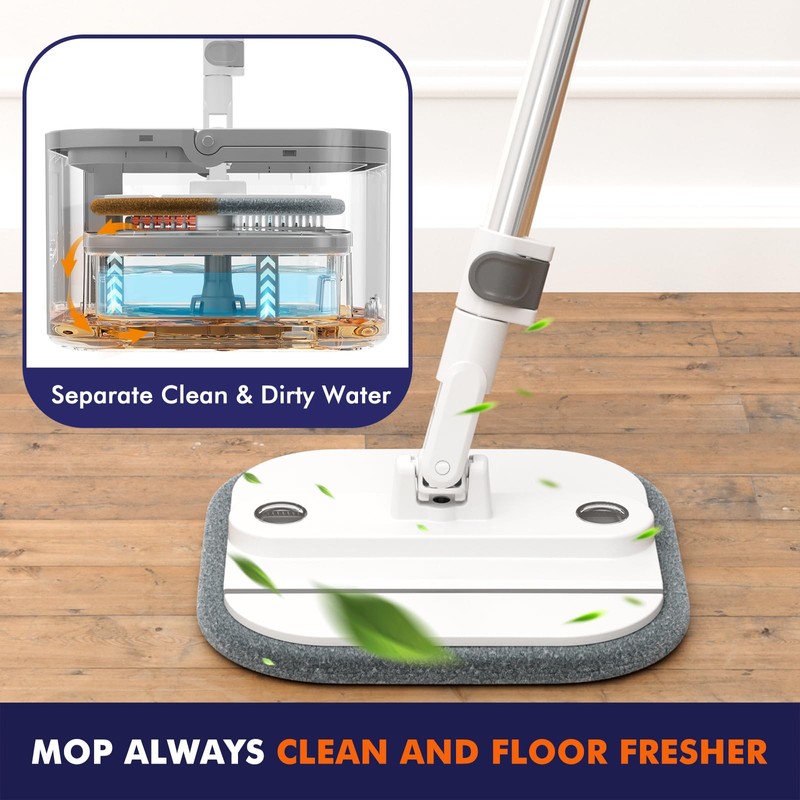 INWEJIA Upgraded Spin Mop and Bucket Self-Standing Mop Bucket Separate