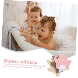 GLEAVI 3pcs Bath Towel Bath Exfoliating Ball Kids Animal Toys Exfoliating Glove Soft Bathing Mittens Baby Loofah for Bathing Hand Puppet Bath Mitt Child Body Pe Mesh Material Tool