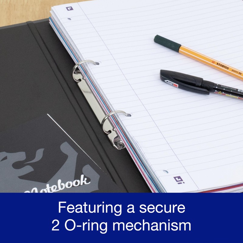 Oxford Premium A4 Ring Binders, Charcoal Black 2 Pack Folders