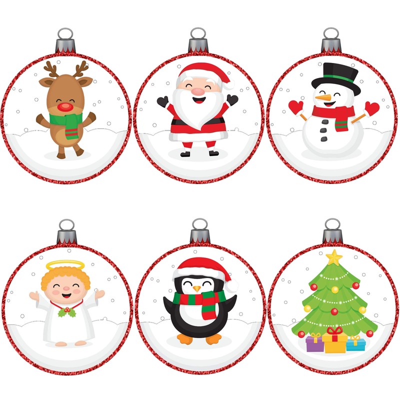 Articlings 12 Christmas Picture Baubles Window Stickers, Winter Holiday Clings,