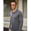 Mens Knit Polo Shirts Long Sleeve Casual Textured Golf Polo