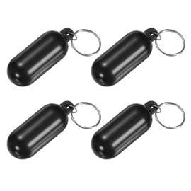 M METERXITY 4-Pack Plastic Floating Key Chain, Pills-Shape Float Key Rings Bright Color Pendant Water Sport Accessory for Boating/Kayak/Fishing/Surfing/Sailing [Black]