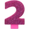CANDLE GLITTER NUMERAL #2 PINK (12/288)