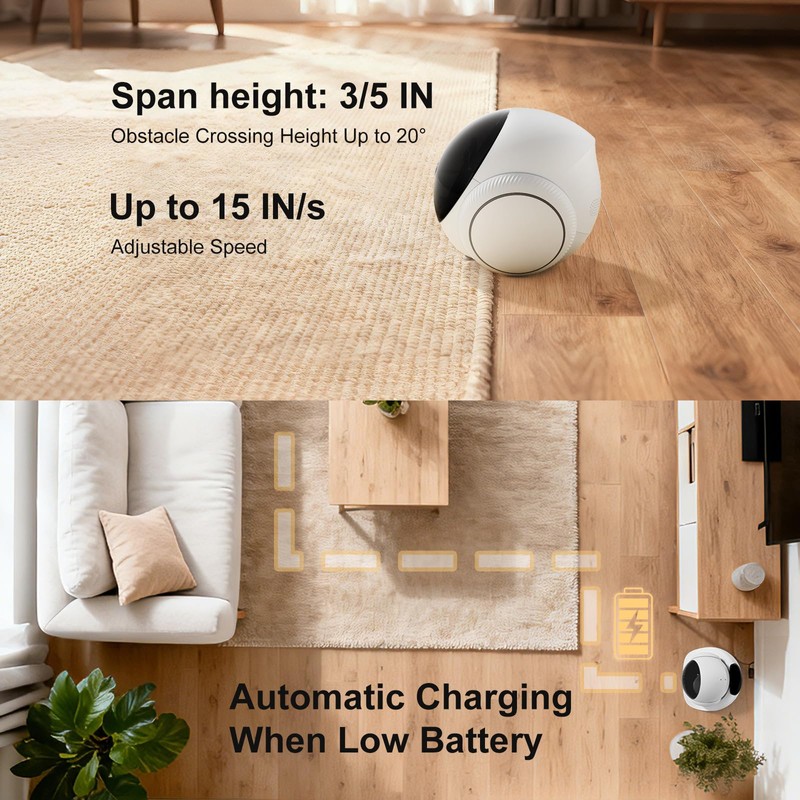 Movable Indoor Robot Camera, Family Bot Security for Cat/Dog/Pet/Elderly, Robot