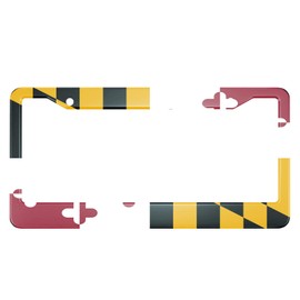 HOSNYE Maryland U.S. State Flag License Plate Frame Red Yellow Black Metal License Plate Cover Front Plates Frames Car Tag Frame for Women Men US Vehicles Standard