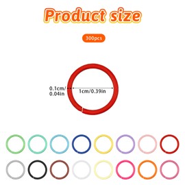 Ptwola 300 PCS Colored Open Jump Rings 10mm O Keychain Rings Small Jewelry Making Connectors DIY Necklace Rings for Bracelet Findings Charm Pendant Bead Craft Lobster Clasps Dog Tag Supplies