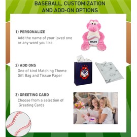 DolliBu Sitting Pink Alligator Stuffed Animal with Baseball Plush - Soft Huggable Alligator, Playtime Plush Toy, Cute Wildlife Gift for Kids and Adults - 10 Inches