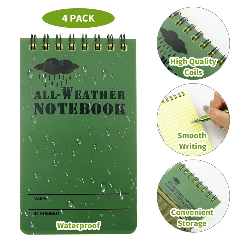 ShioShin 6Pcs Write in the Rain Notebook, Waterproof Notebook, Pocket