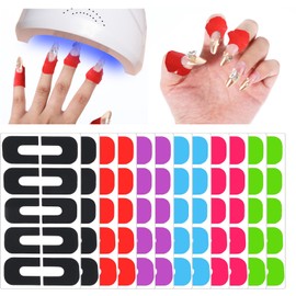 Oruola 120pcs Nail Polish Skin Protector Peel Off,Nail Art Kit,U-Shape Latex Nail Polish Barrier Peel Off,Skin Cuticle Protector For French Nail Stickers Painting Manicure Nail Art Supplies Multicolor