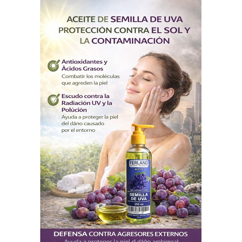 ACEITE DE SEMILLA DE UVA 100% PURO. 250 ml