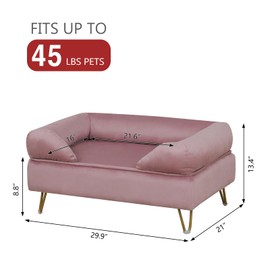 Yoonnie room Dog Sofas and Chairs for Small Breeds,Dog Couch for Small Pet,Cat Sofa Chair with Soft Velvet Fabric,Wooden Frame Cat Bed,Pet Sofa Bed for Small Dog Rest Using,Pink