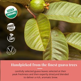 75 Organic Guava Leaf Tea Bags, Pure Guava Leaf Tea,100% Natural Guava Leaves Tea, Guava Herbal Tea, Te Hojas De Guayaba, Sugar Free, Caffeine Free, Non GMO