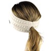 C.C Cable Knit Fuzzy Lined Ear Warmer Ponytail Pony Headband,