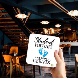 CS971 Student Midwife - at Your Cervix Novelty Funny Coffee Tea Drink Gift Glossy MDF Wooden Coaster