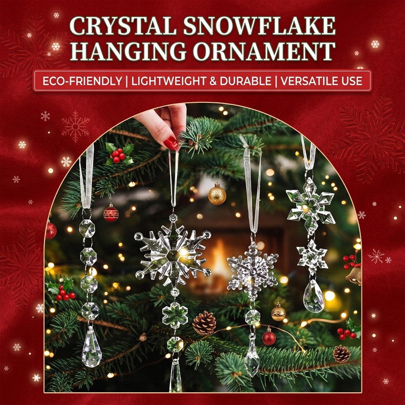 Christmas Tree Hanging Ornaments,Clear Acrylic Assorted Xmas Pendants (20PCS)