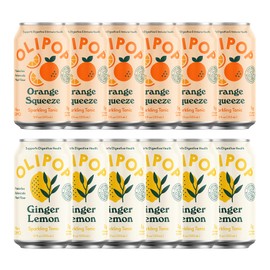 OLIPOP - Summer Fun Variety Pack, Orange Squeeze & Lemon Ginger, Healthy Soda Variety Pack, Prebiotic Soft Drink, Supports Digestive Health, High Fiber, Low Calorie, Low Sugar (12 oz, 12-Pack)