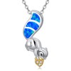 Midir&Etain Squirrel Necklace 925 Sterling Silver Blue Opal Acorn Pendant