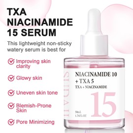 Suero Facial Iluminador Txa + Niacinamida 15% (50 Ml), Ácido Hialurónico, Ácido Tranexámico, Vitamina B12, Suero Facial Para Tono De Piel Desigual, Minimizador De Poros.