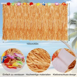 199-Piece Hawaiian Party Decoration Set, Tropical Party Decoration Set, Hawaiian Luau Table Skirts, Hawaiian Decoration, Banner, Flowers, Artificial Palm Leaves for Hawaiian Party Decoration, Beach