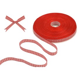 TONIFUL 3/8 Inch x 50 Yards Red and White Gingham Thin Ribbon Buffalo Plaid Craft Ribbon for Gift Wrapping Baby Shower Hair Accessories Bows DIY Birthday Party Wedding Decoration Sewing