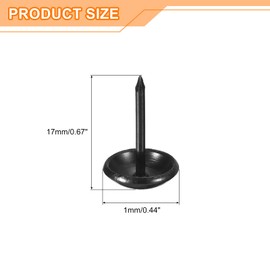 uxcell Upholstery Tacks Nail Pins Furniture, 50Pcs 11x17mm Thumb Tack Pins Assortment Kit Carbon Steel for Home Sofa DIY Decorative Nail Heads Nails, Black