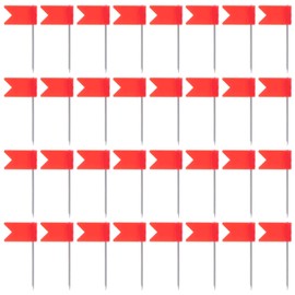 DIYEAH Pack of 50 Flag Pins, Card Marking Pins, Pins for the Wall, Card Pins, Whiteboard Pins, Small Pens, Poster Pins, Decorative Drawing Pins, Plastic, Red