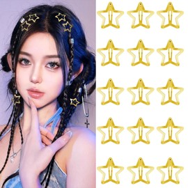 Star Hair Clips 2000s Y2K Gold Star Hair Accessories Snap Hair Barrettes Non Slip Metal Hair Clips for Girls Women -15 PCS 1.18"
