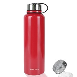 Mightyduty Stainless Steel Flask, 610 ml, 800 ml, 1100 ml, 1500 ml, Vacuum-insulated Water Bottle, Stainless Steel Flask, 6 - 24 Hours Hot or Cold, Double Wall-insulated Sports Water flask, red, 1500ml