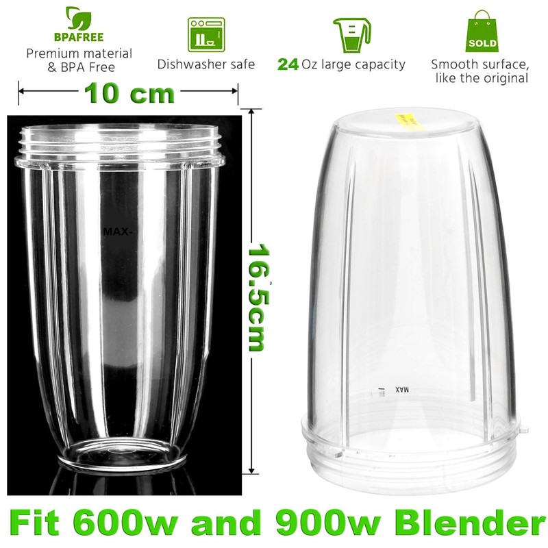 Two Pack 24oz Tall Cup Compatible with Nutribullet 600w 900w