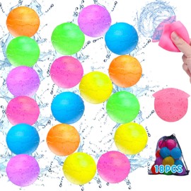 COSOOS 18 Pack Reusable Water Balloons for Kids, Water Toy Summer Toy for Boys Girls, Beach Pool Toys for Kids 3-12, Outdoor Activities Water Games Toys Self Sealing Refillable Water Balloons for Fun