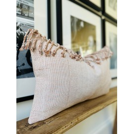 Pillow Cover Woven Cotton Textured 12 x 20 in with Zipper Easy Removal Home Decor Shabby Chic Farmhouse Neutral Decorative Sofa Couch Accent