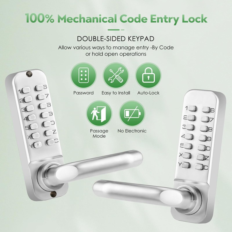 ANNFUZ Mechanical Keyless Entry Door Lock with Keypad,Double-Sided Combination Opening