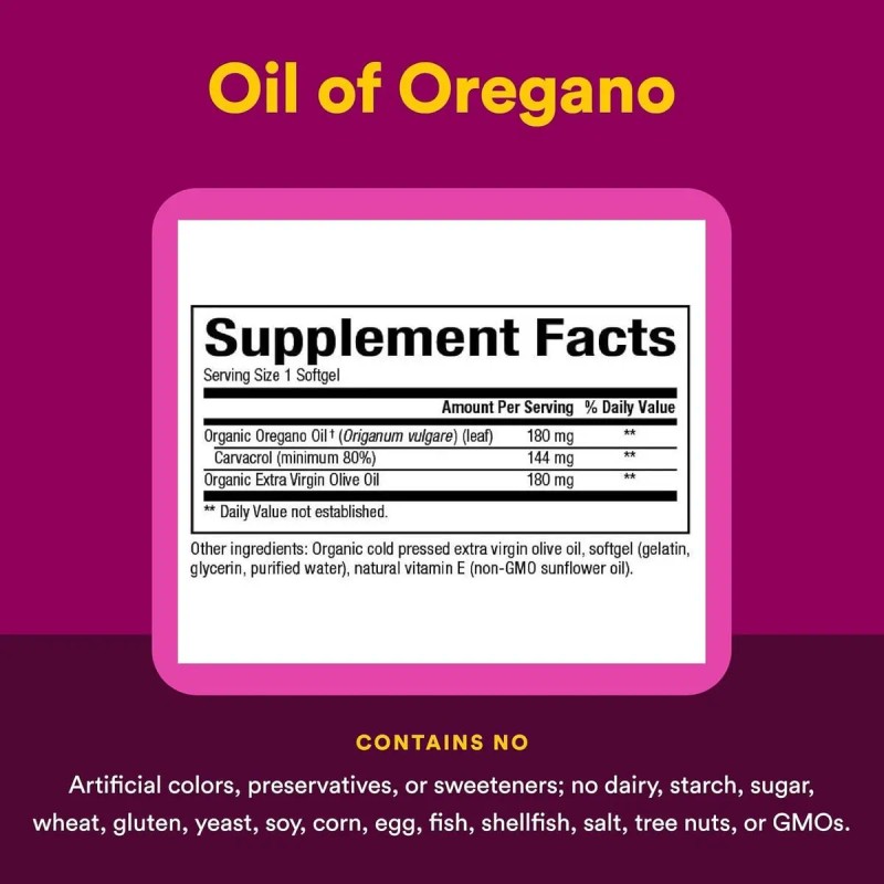 Natural Factors Aceite De Orégano 180 Mg 60 Softgels Sfn