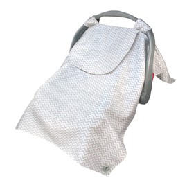Nap Baby Cubre Portabebé, Algodón natural, ideal recién nacidos con ventana, agarraderas adheribles, paseos práctico cubre huevito - Chevron Gris